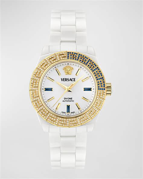 versace 40mm vanitas white ceramic watch w diamonds|versace dv one watch.